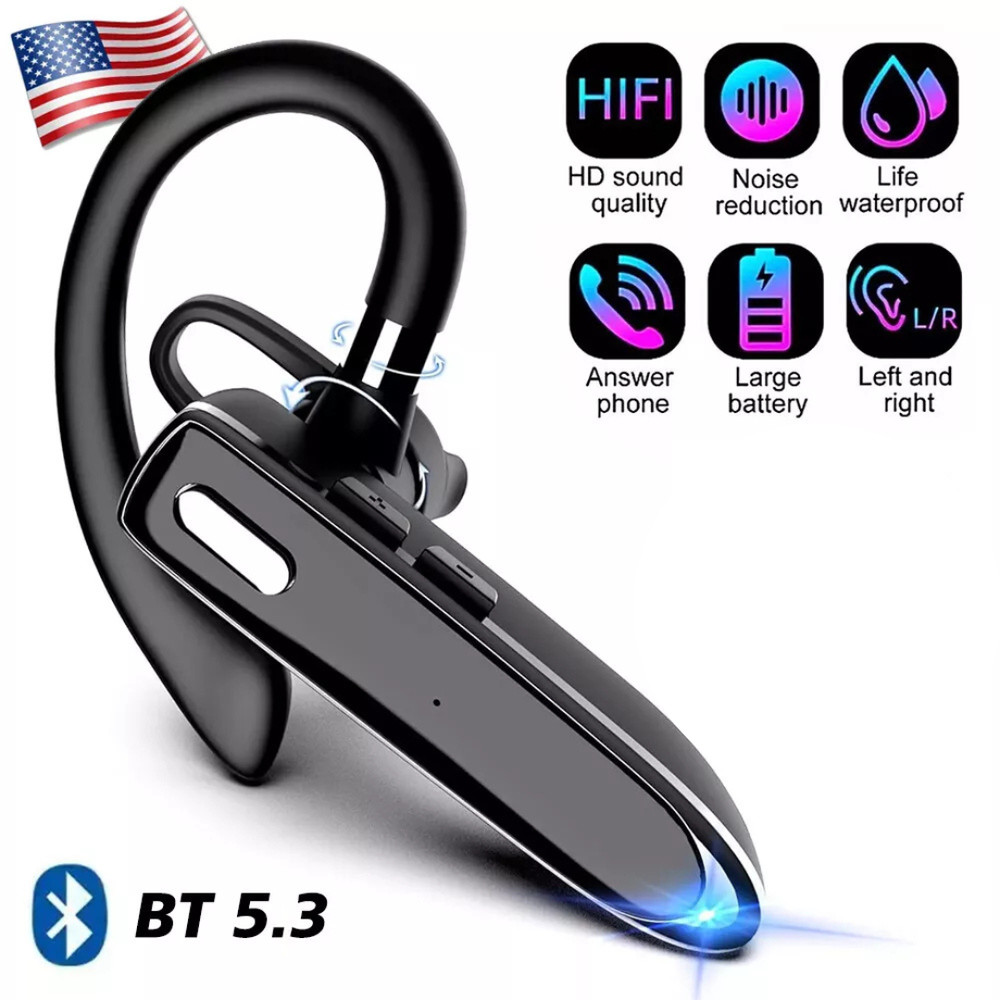 Wireless Bluetooth Headset Rechargeable With Voice Command Noise Cancelling Mic
