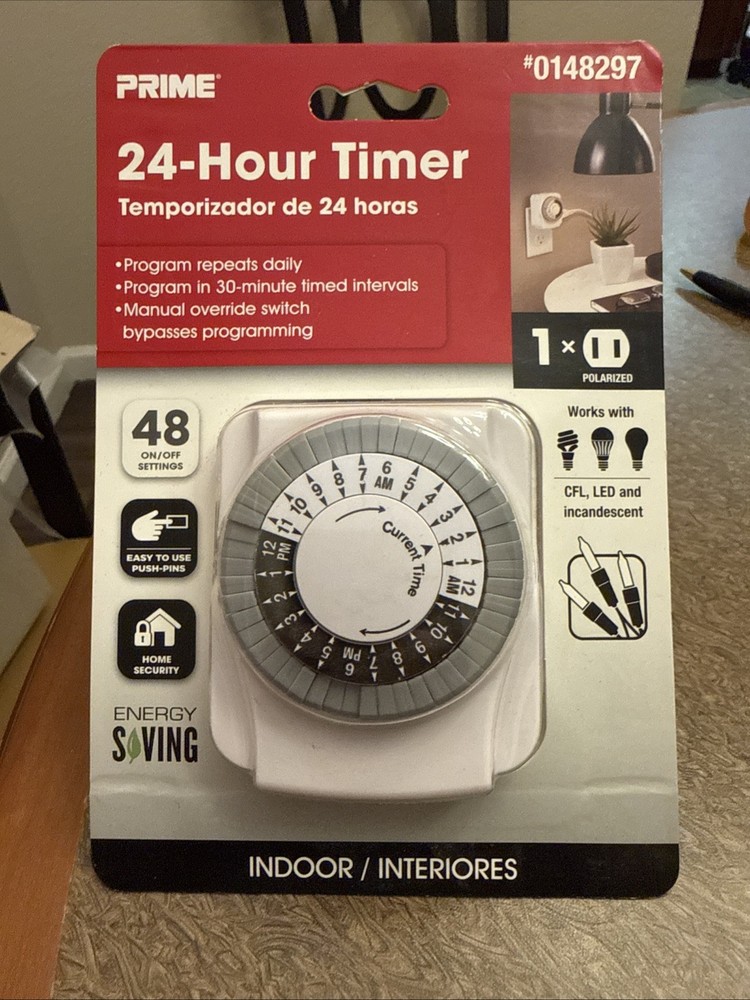 Prime 24 Hour Timer Indoor Electrical Plug Auto Program Security NEW in Package