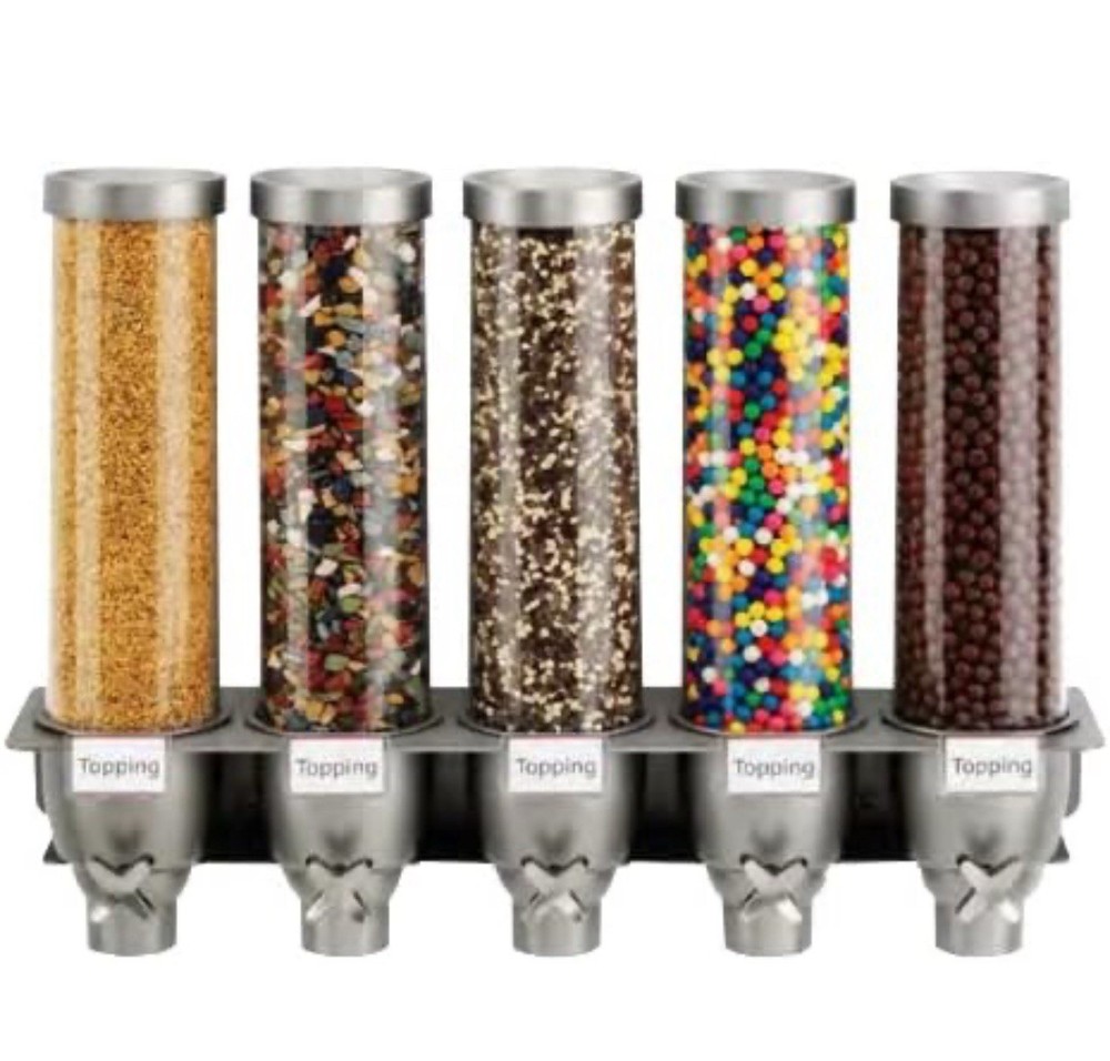 Commercial Multi-Compartment Round Topping Dispenser with 5 Containers