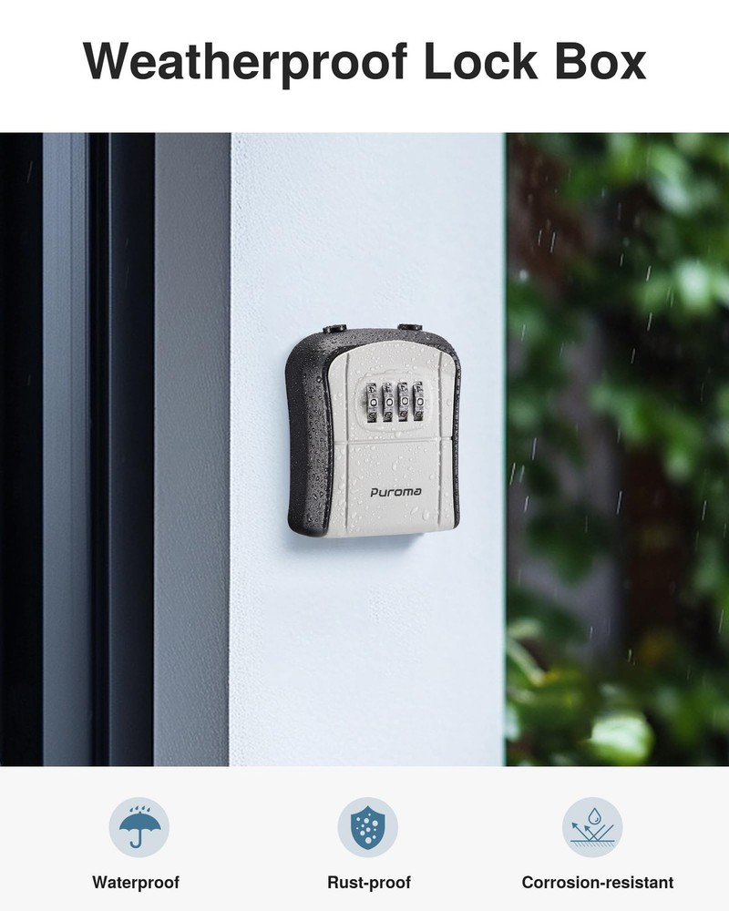 Lock Box, Portable Key Lock Box with Removable Cable Handle, Resettable Combi...