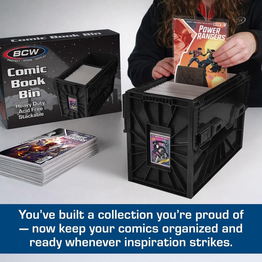 BCW Short Comic Book Bin | Holds 150 Comics | Stackable Plastic 5, Black