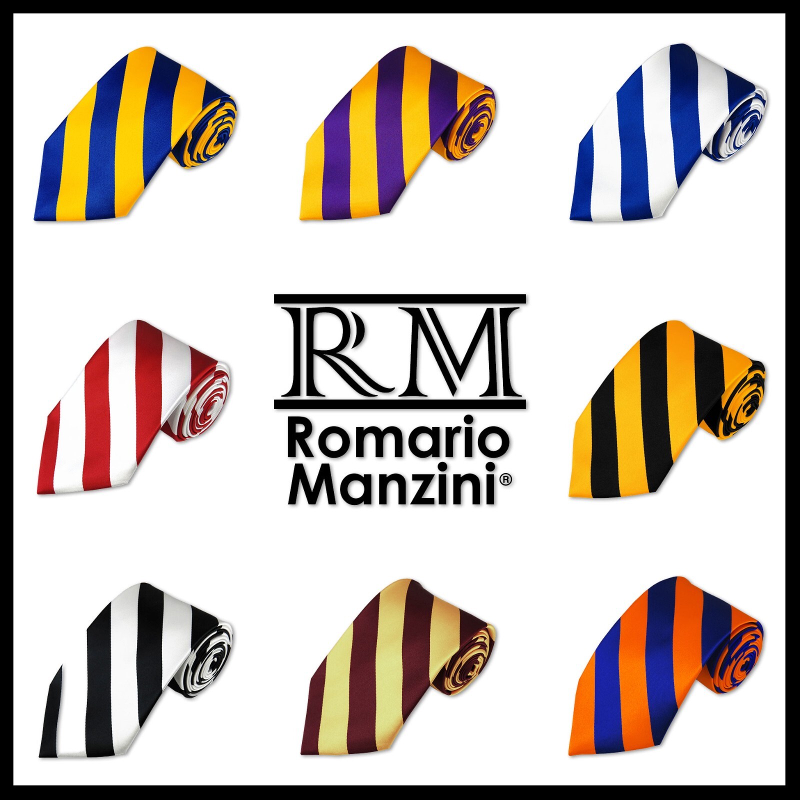 Romario Manzini® Men's collegiate Stripe Woven Tie (22 colors)