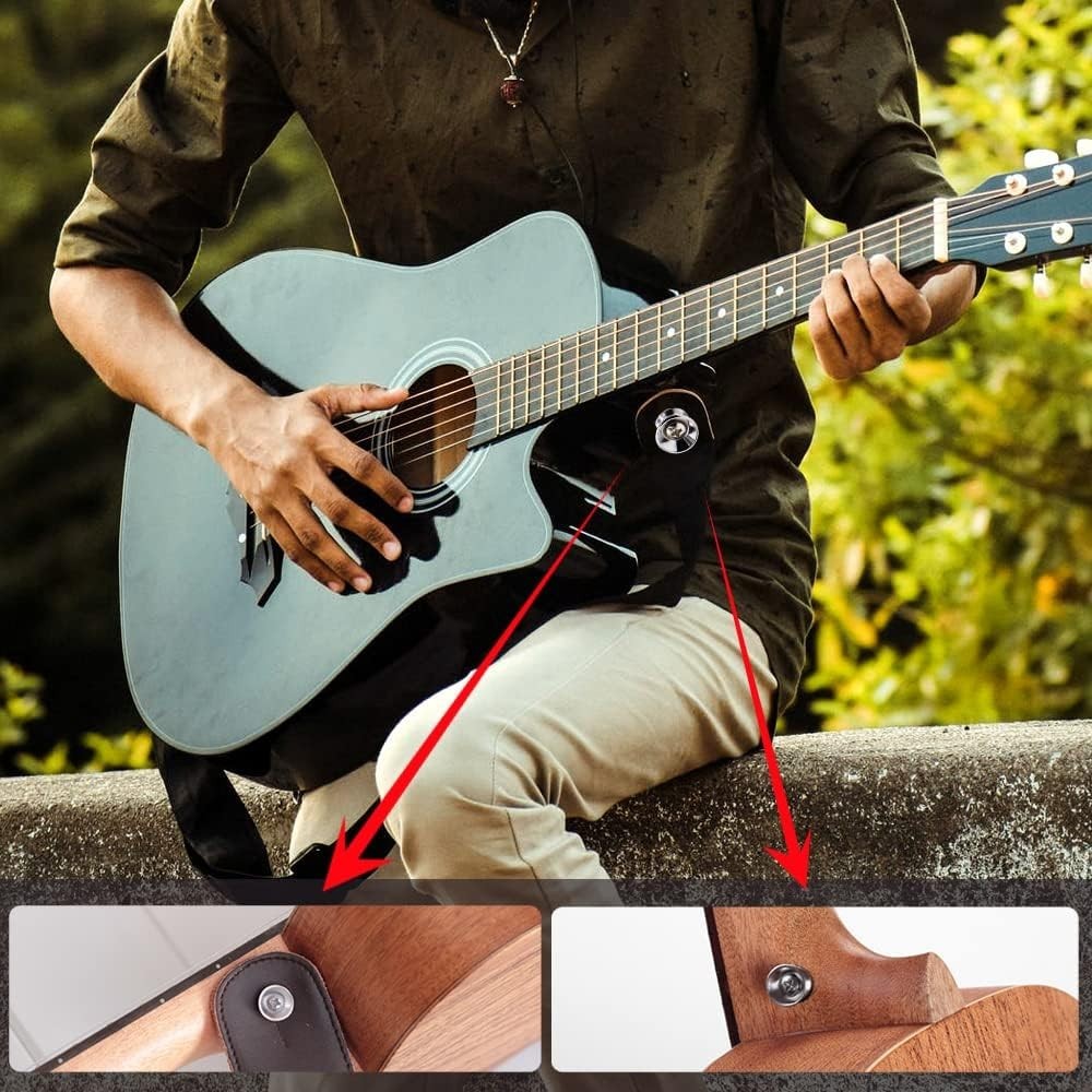Classic Chrome Silver Guitar Strap Locks with Smooth Edges for All Instruments