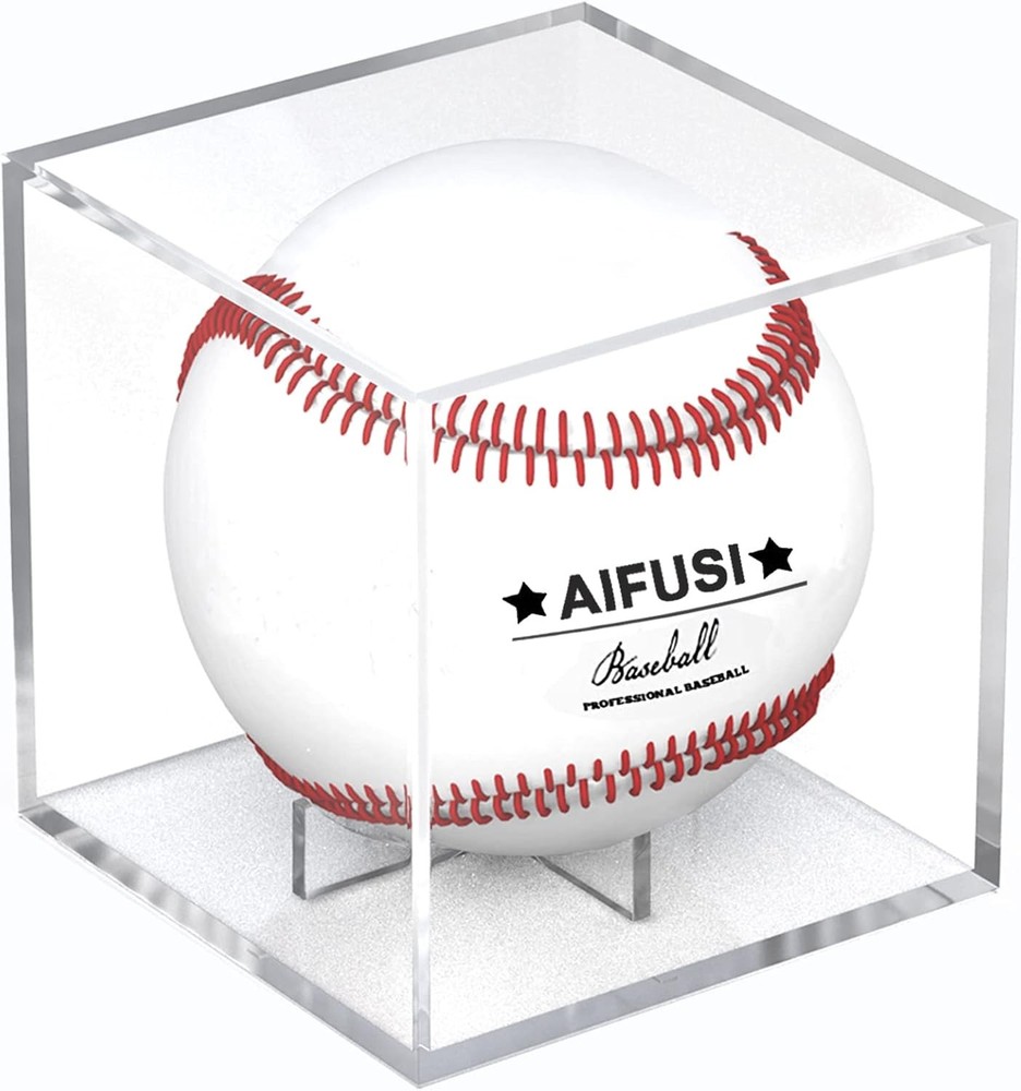 Baseball Display Case, UV Protected Acrylic Cube Holder Square Clear