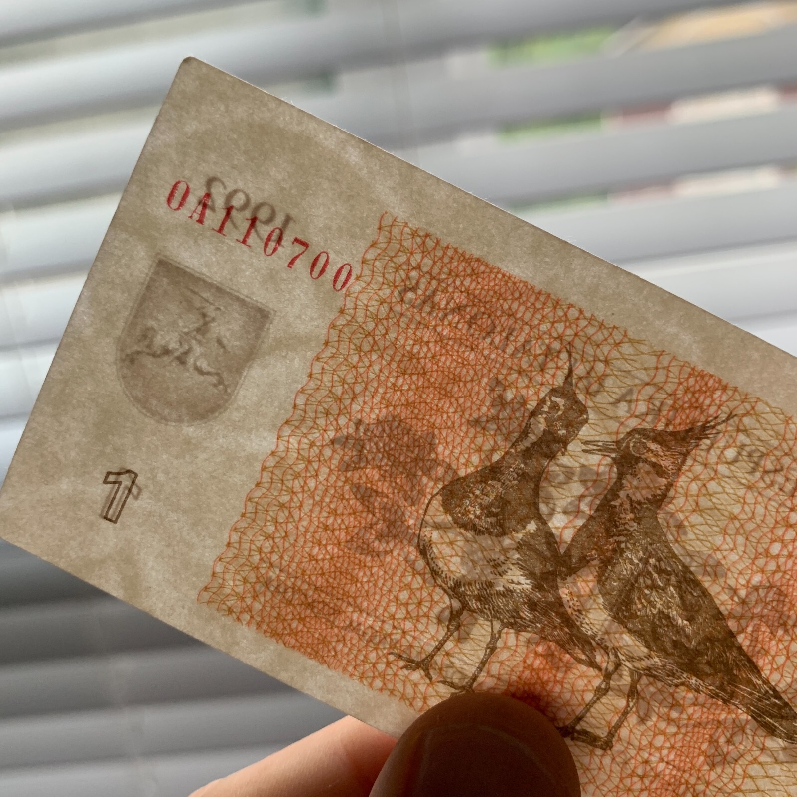 Birds Lithuania 1 Talonas Banknote 1992 EX USSR Lithuanian Currency Paper Money