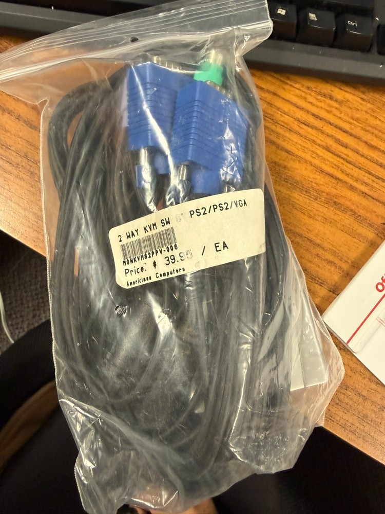 6" 2 Way KVM PS/2 VGA Cable