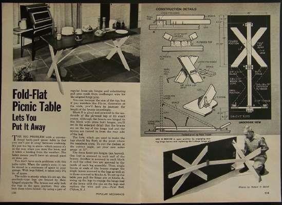 Folding Picnic Table How-To Build PLANS Wooden 30"x72"