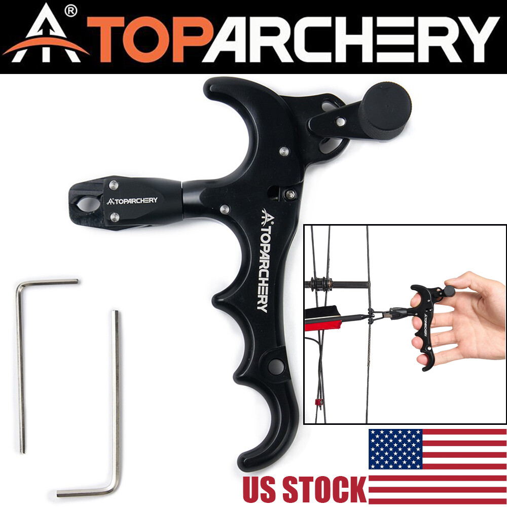 4-Finger Compound Bow Release Aids 360° Thumb Trigger Tools for Archery Hunting
