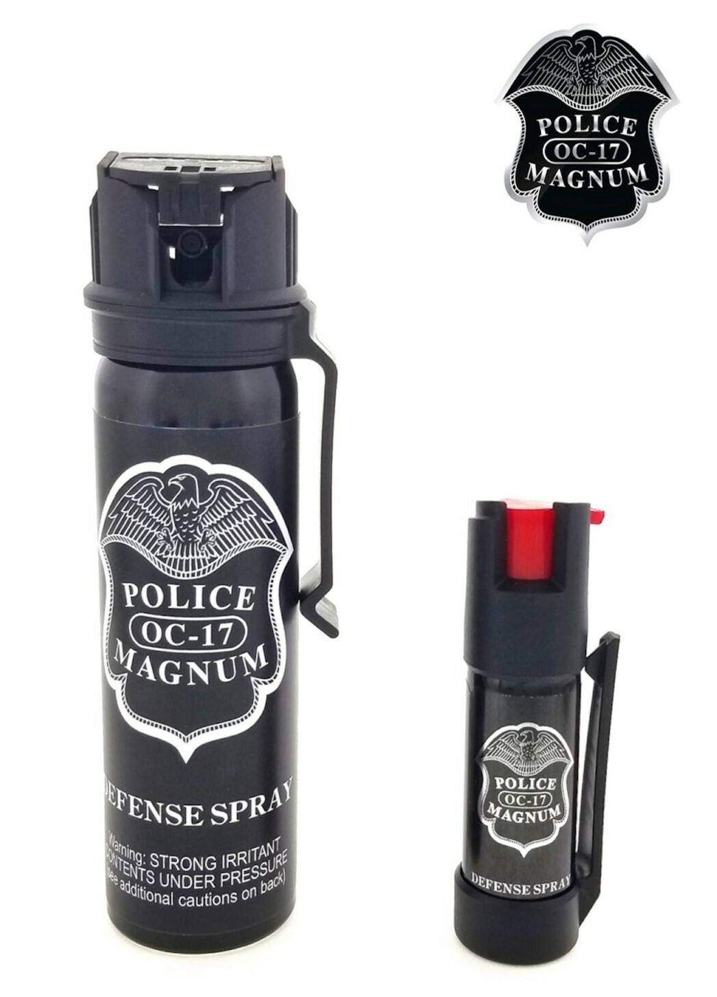 POLICE MAGNUM Pepper Spray 4 oz Ounce Safety Flip Top Belt Clip FREE 1/2oz Spray