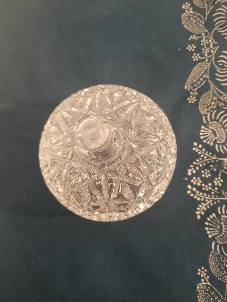 Clear Covered Candy Dish with Pressed Design