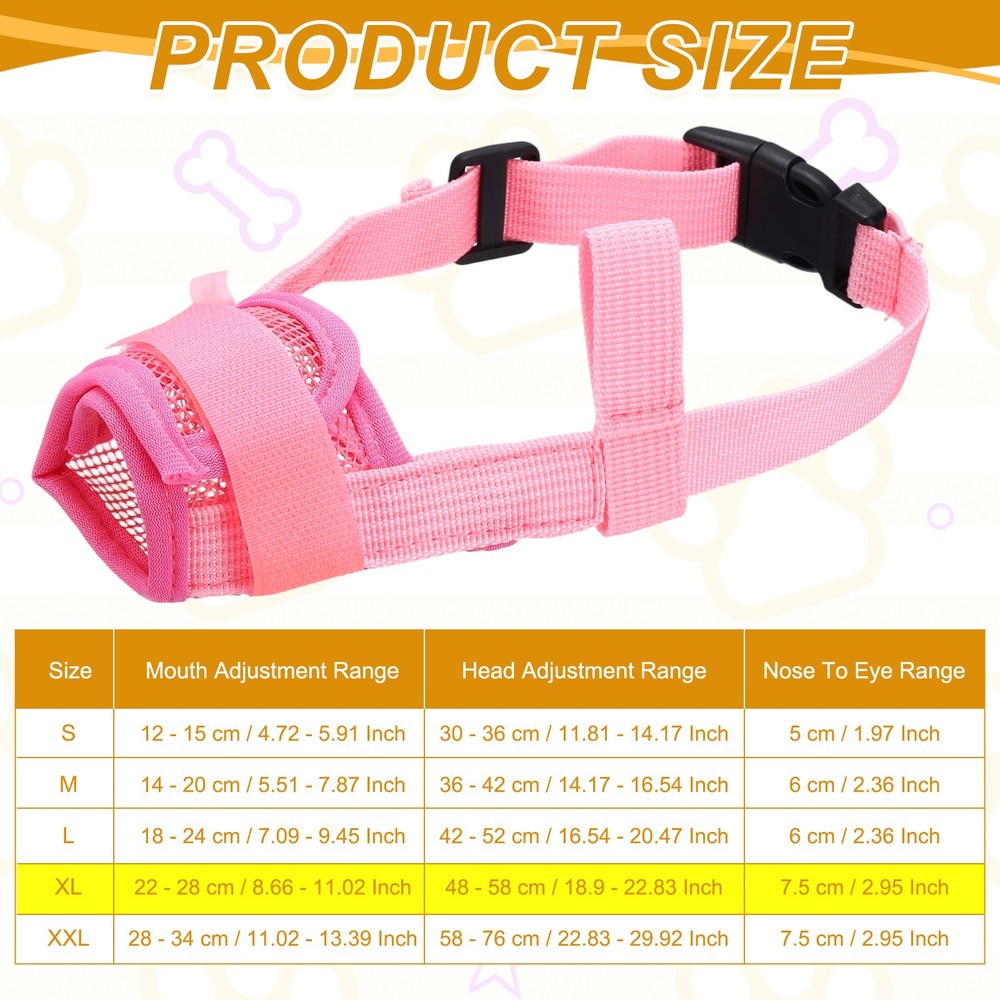 Dog Muzzle Soft Mesh Muzzle Mouth Guard Cover Pink XL