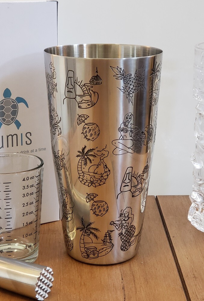 28/30 oz. TIKI COCKTAIL SHAKER Stainless Steel Boston Mixing & Stirring Tin