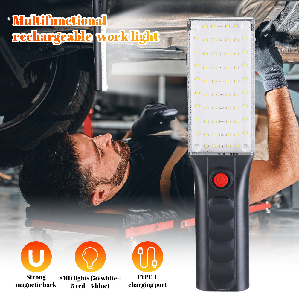 Magnetic Rechargeable LED COB Work Light Mechanic Flashlight Lamp Bright 5 Modes