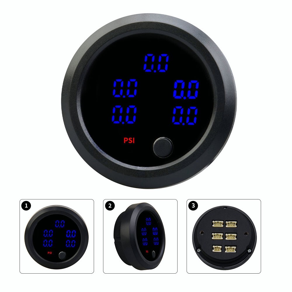 52mm Five Display Air Pressure Gauge 0-232 PSI Air Ride Air Suspension 5X 1/8NPT