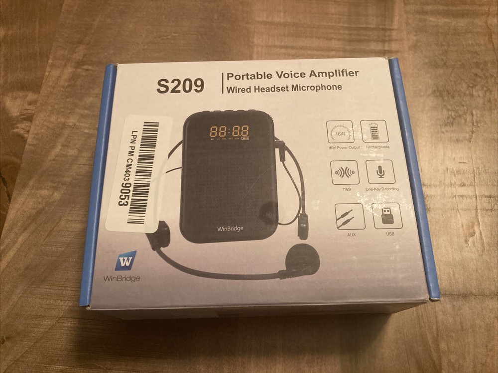 WinBridge S209 Bluetooth Portable Voice Amplifier | Wired Headset Microphone