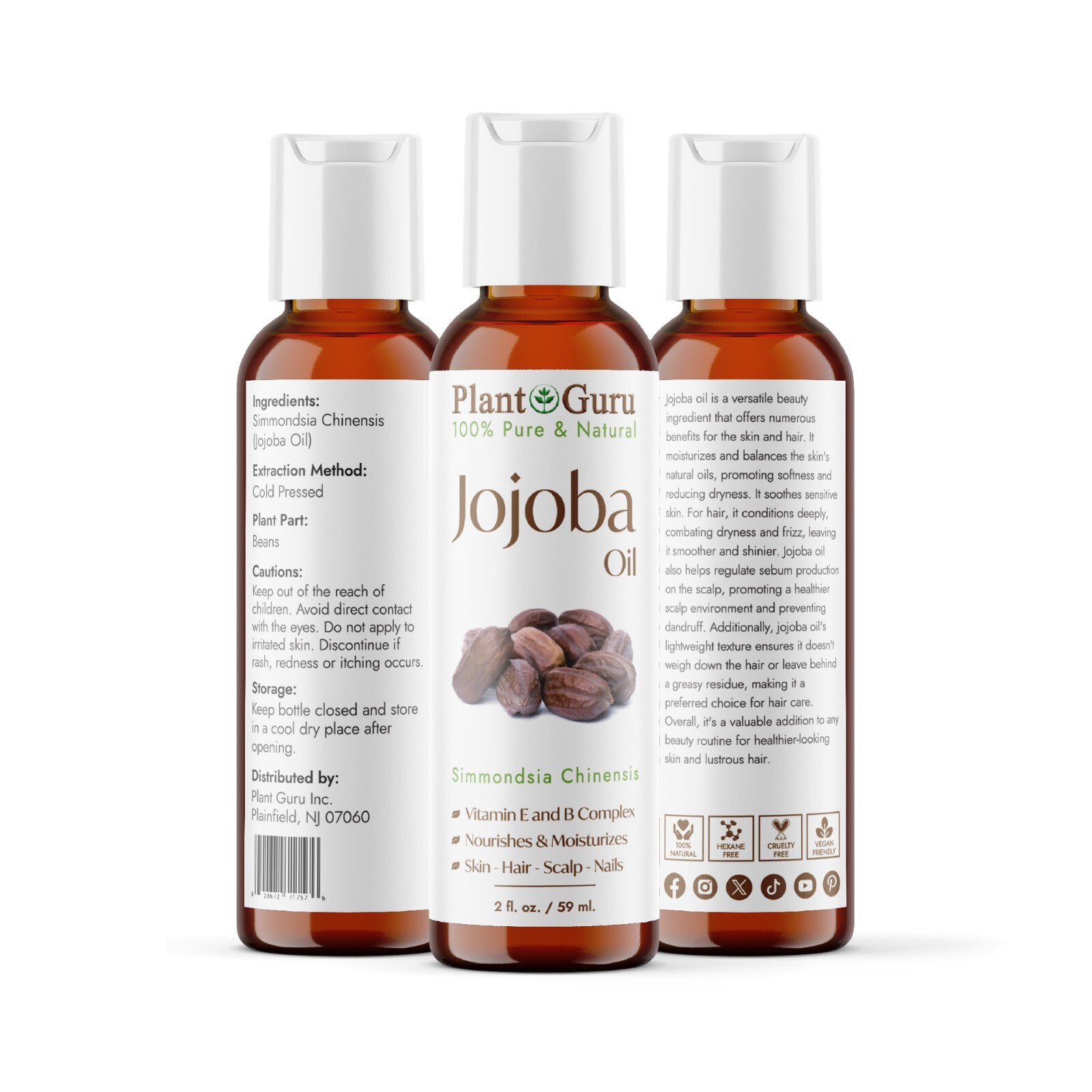 Golden Jojoba Oil Cold Pressed 100% Pure Natural For Skin Face Hair Massage