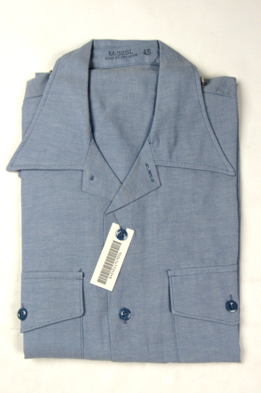 Vtg NOS 100% COTTON USN Chambray Work Shirt Sz M Naval Long Sleeve Utility Blue