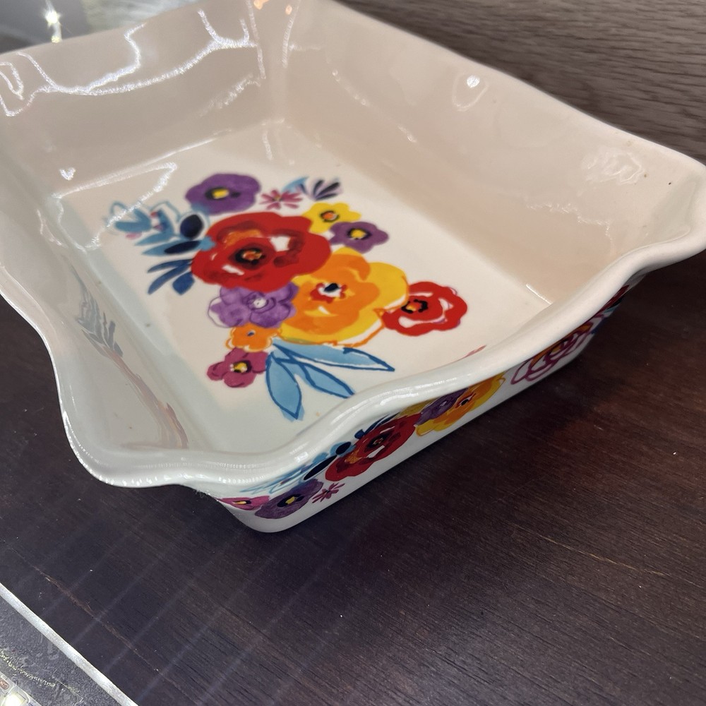 Pioneer Woman MINT 2-Piece Rectangular Ruffle Top Ceramic Bakeware Set