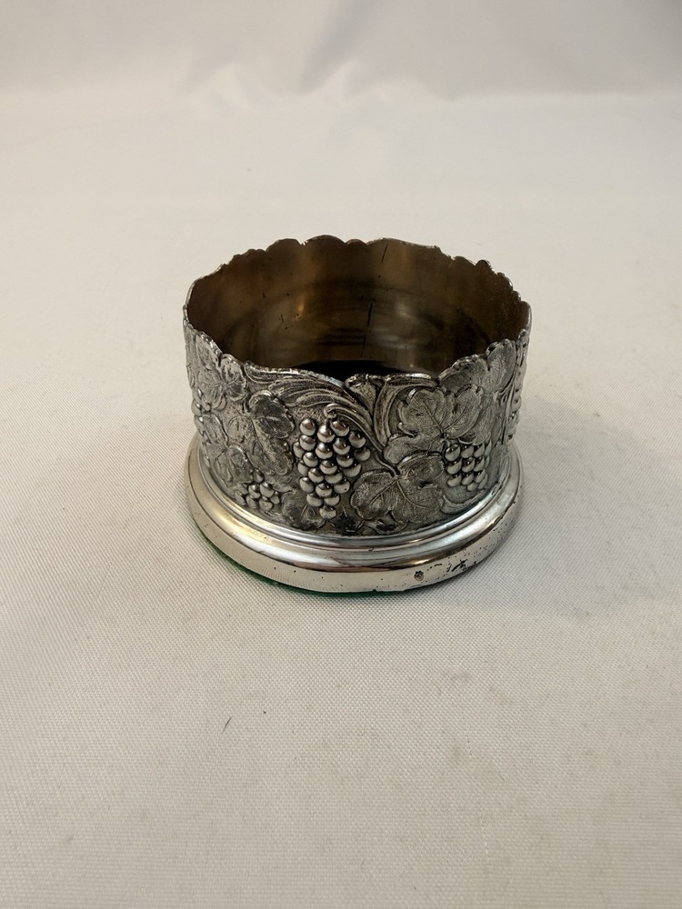 Grape Vines Wine Champagne Bottle Holder Coaster Silver Plate Made In Japan