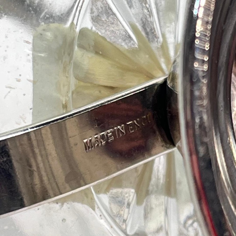 VTG 1956 Silverplate Sugar Server ABRAplate Glass Insert England 3.5"Dia x4.5"H