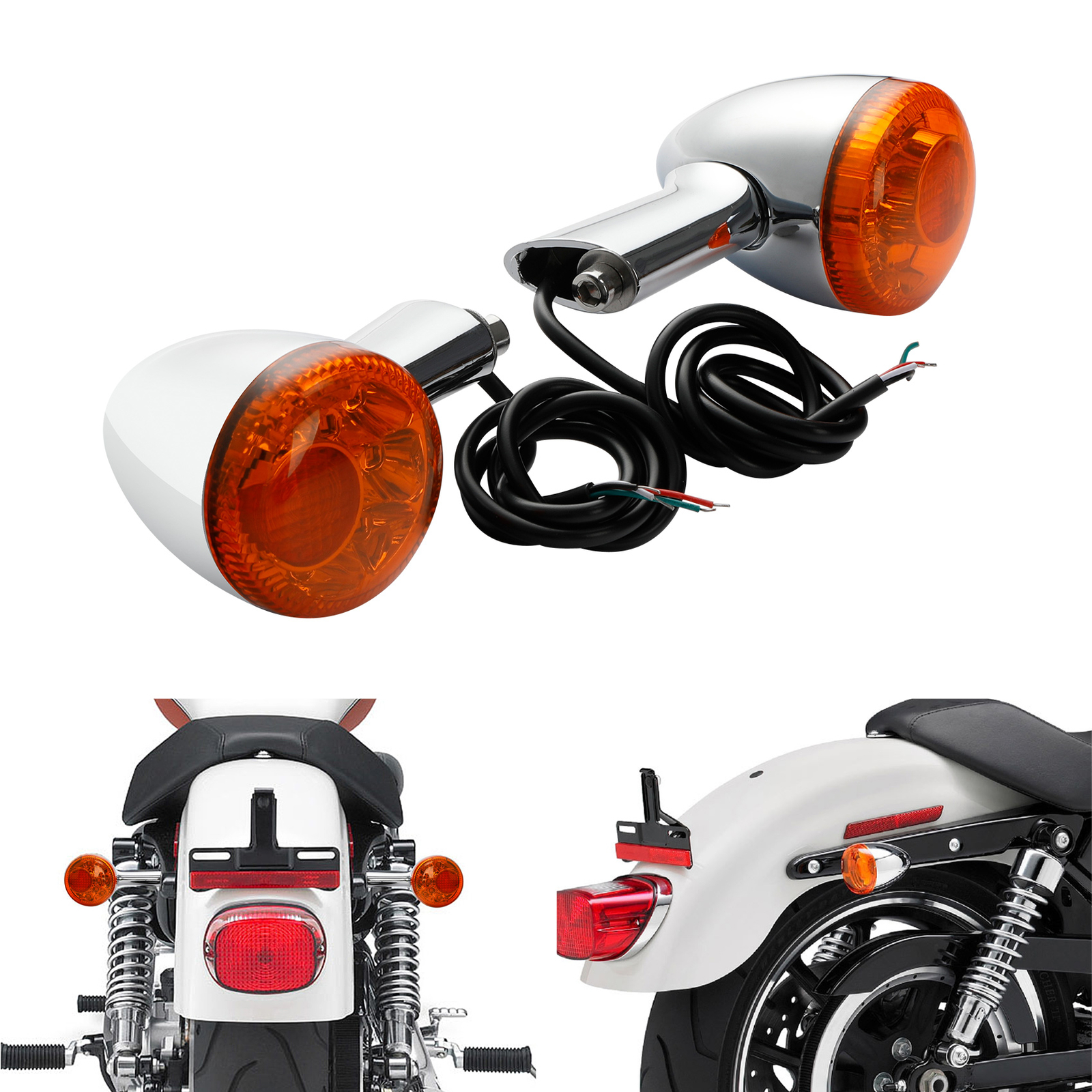 Amber Rear Turn Signals LED Light Fit For Harley Sportster XL 883 XL1200 92-22