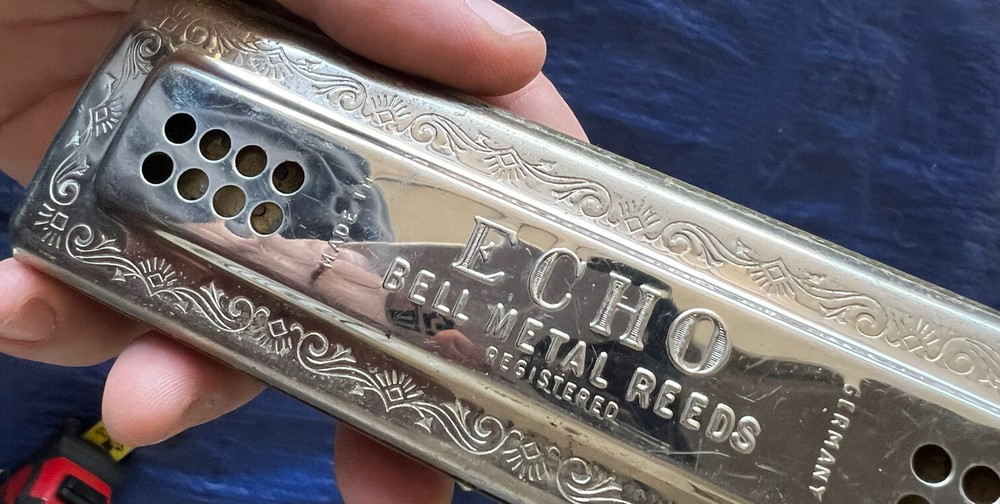 Vintage Hohner The Echo Germany Harmonica with box for restore