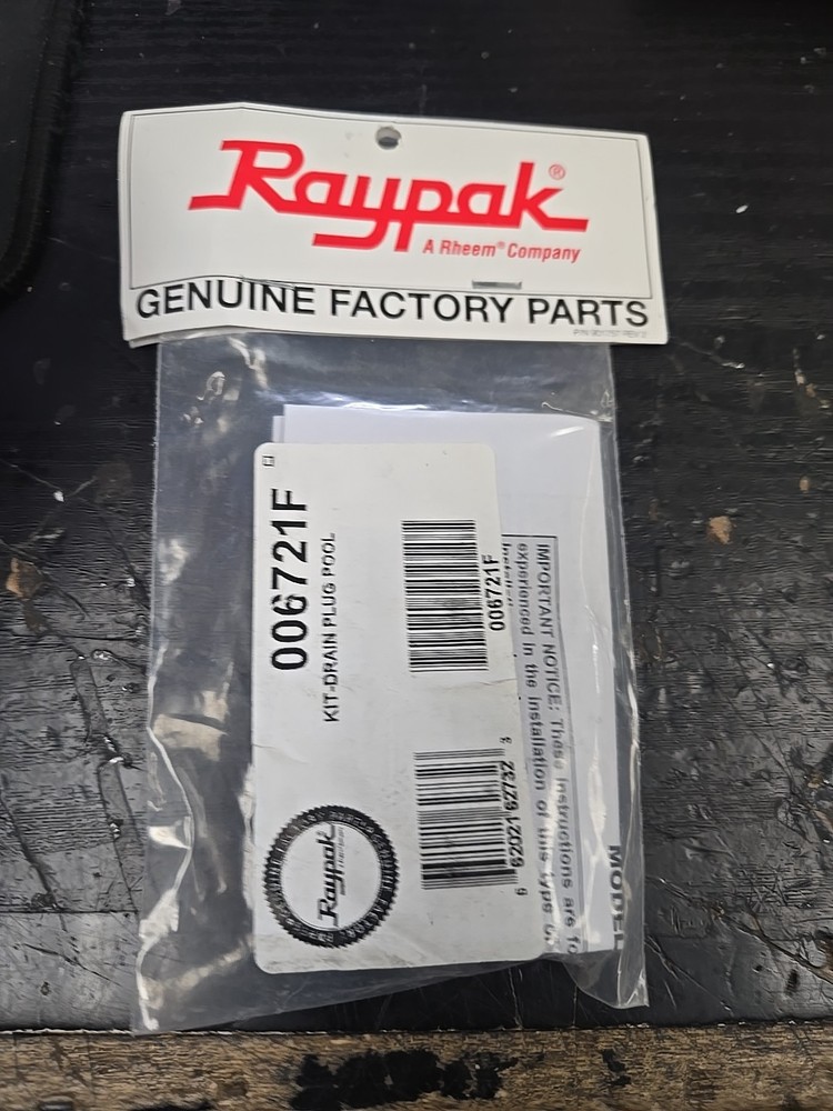 Raypak 006721F Drain Plug Cap Kit
