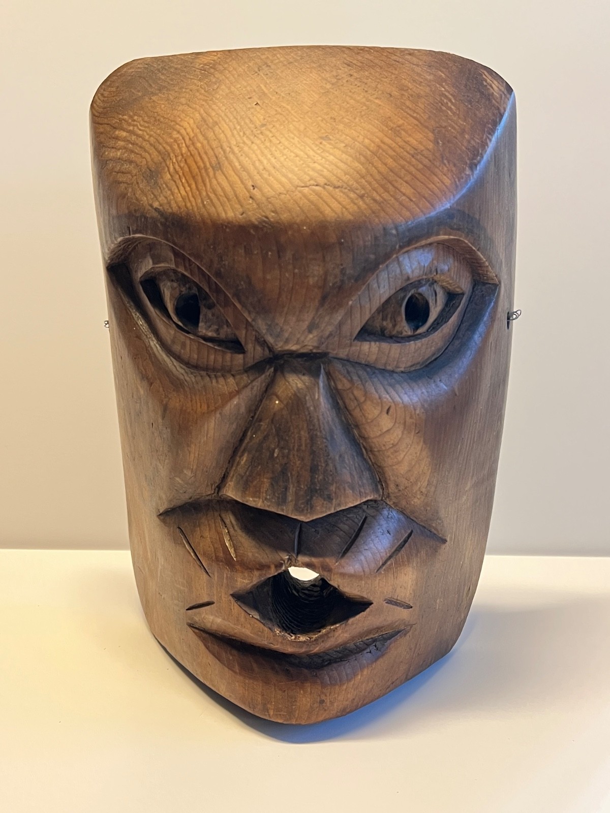 Antique Native American Hand Carved Wooden Mask; Northern Pacific Indigenous Art