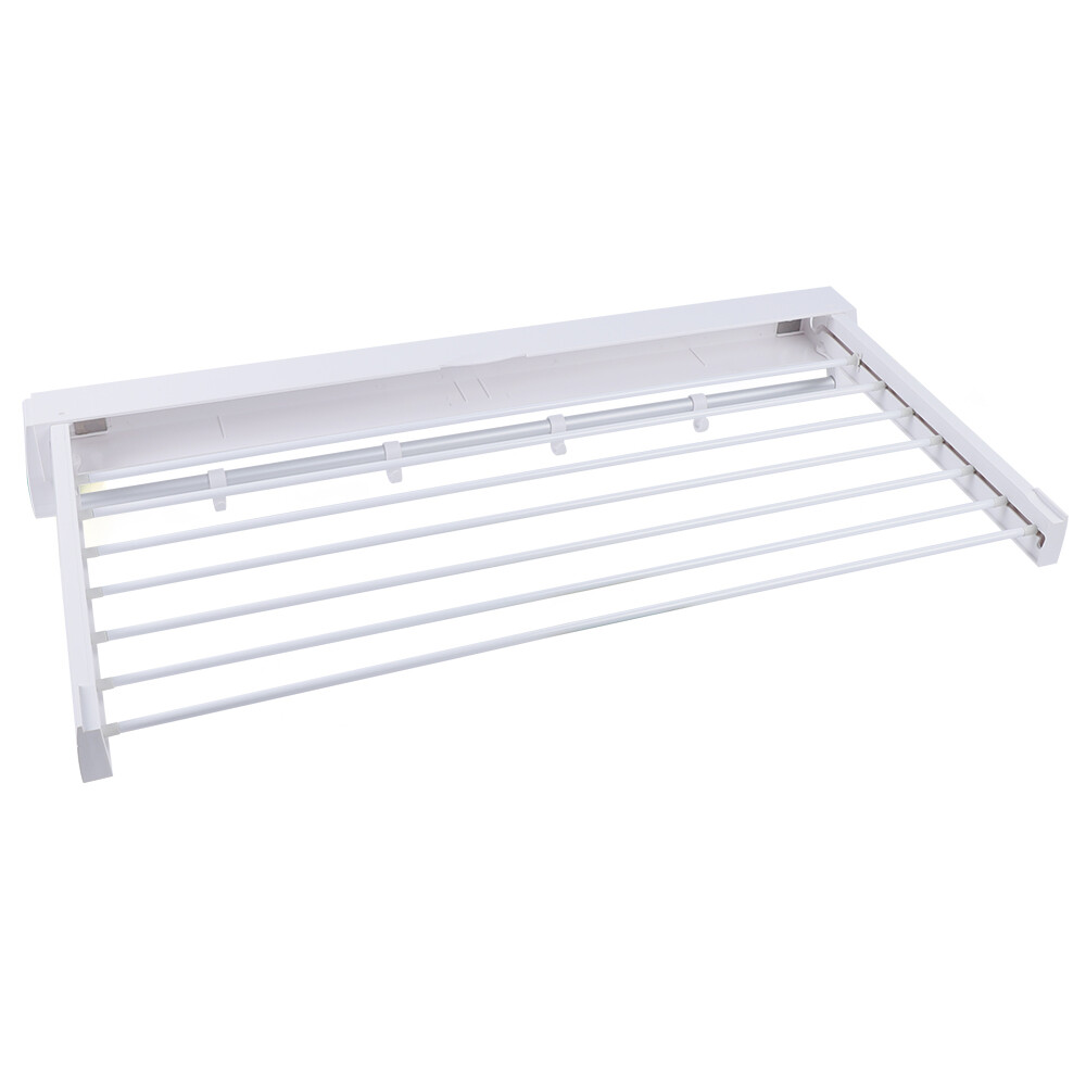 Wall-mounted Laundry Clothes Storage Drying Rack Retractable Dryer Hanger White