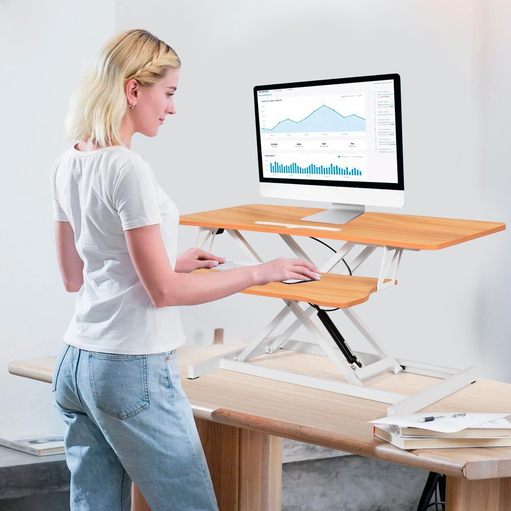 37'' Rustic Home Office Desk Riser Adjustable Standing Desk Converter