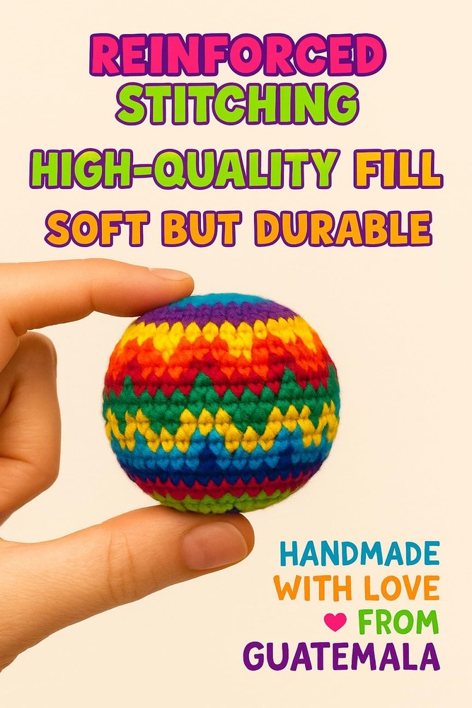 Multicolored Crochet Assorted Geometric Pattern Hacky Ball, Foot Bag Kick Sac