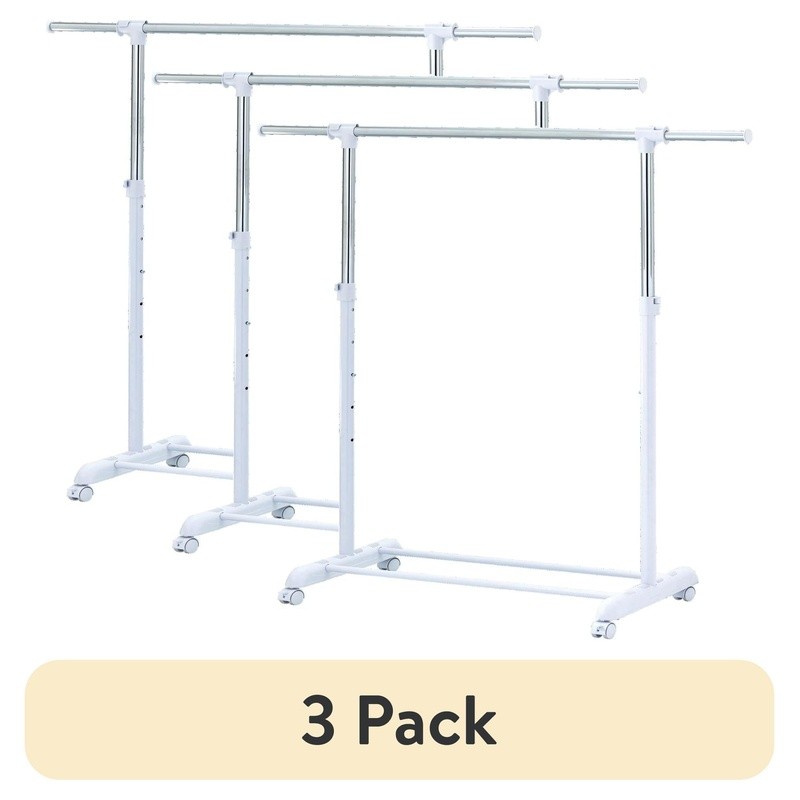 Adjustable Rolling Garment Rack Space-Saving Clothes Organizer Tool-Free Setup