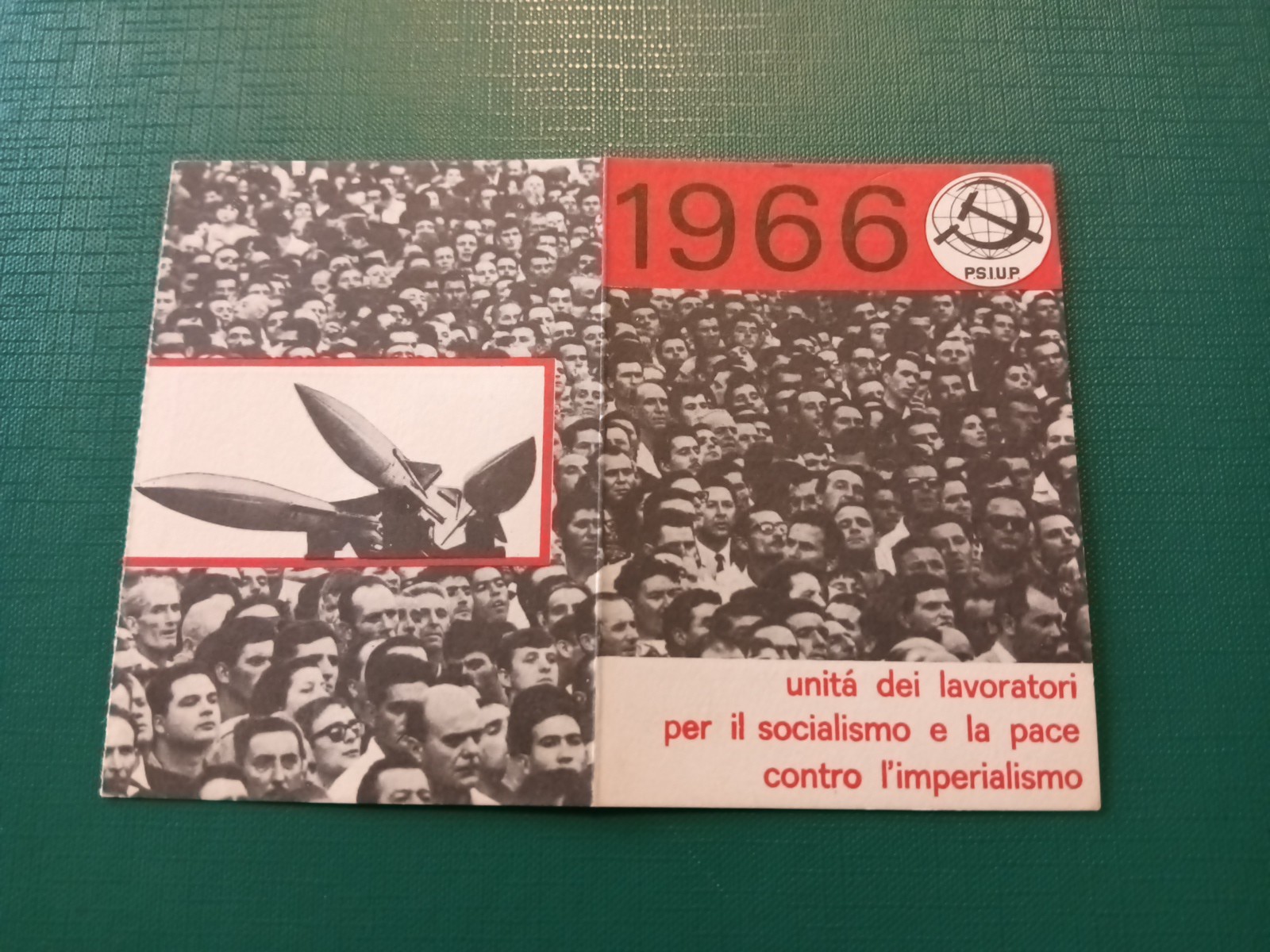 Italian Socialist Party Card of Proletarian Unity PSIUP 1966 Turin Rare