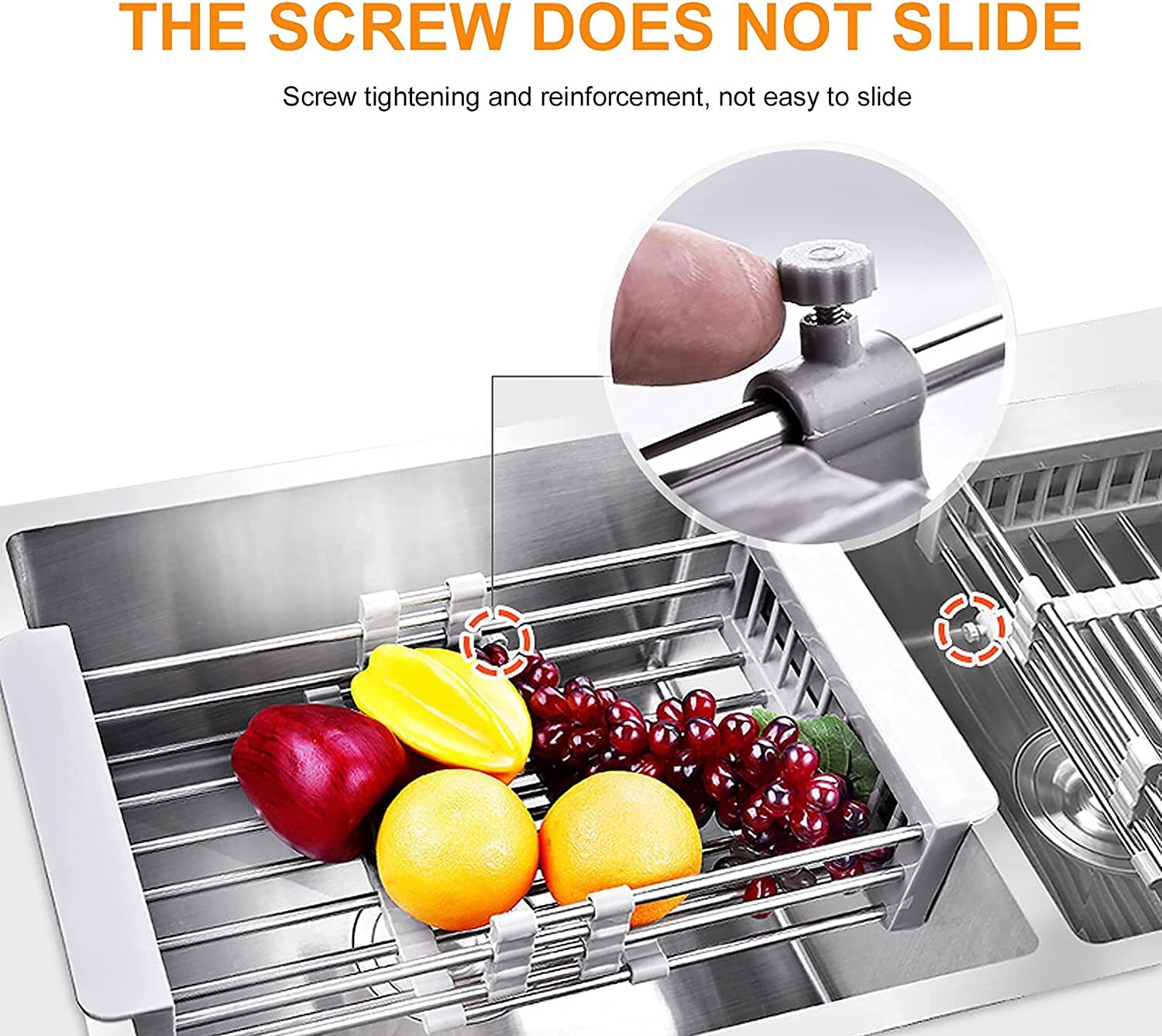 Adjustable Stainless Steel Kitchen Dish Drying Sink Rack Drain Strainer Basket♪