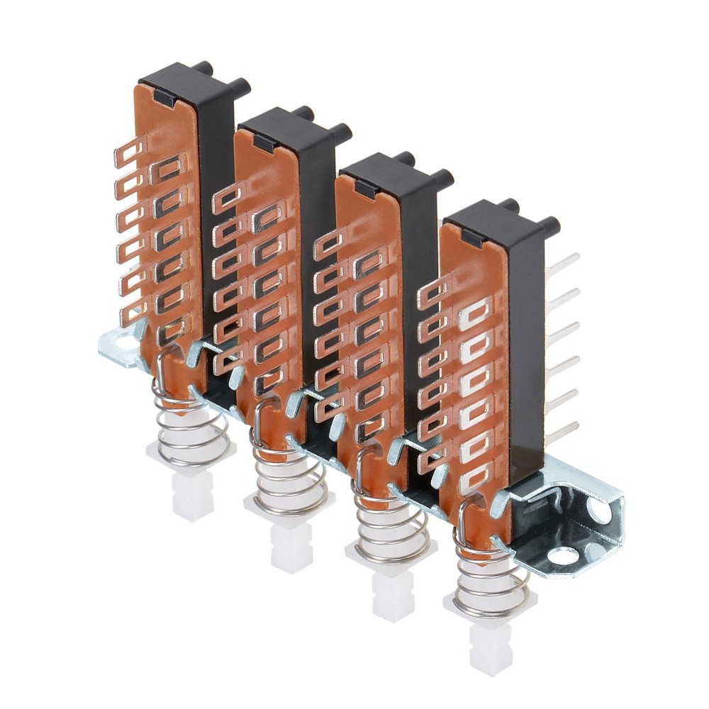 Interlock Push Button Switch Piano Type 4PDT 12Pins 4 Row