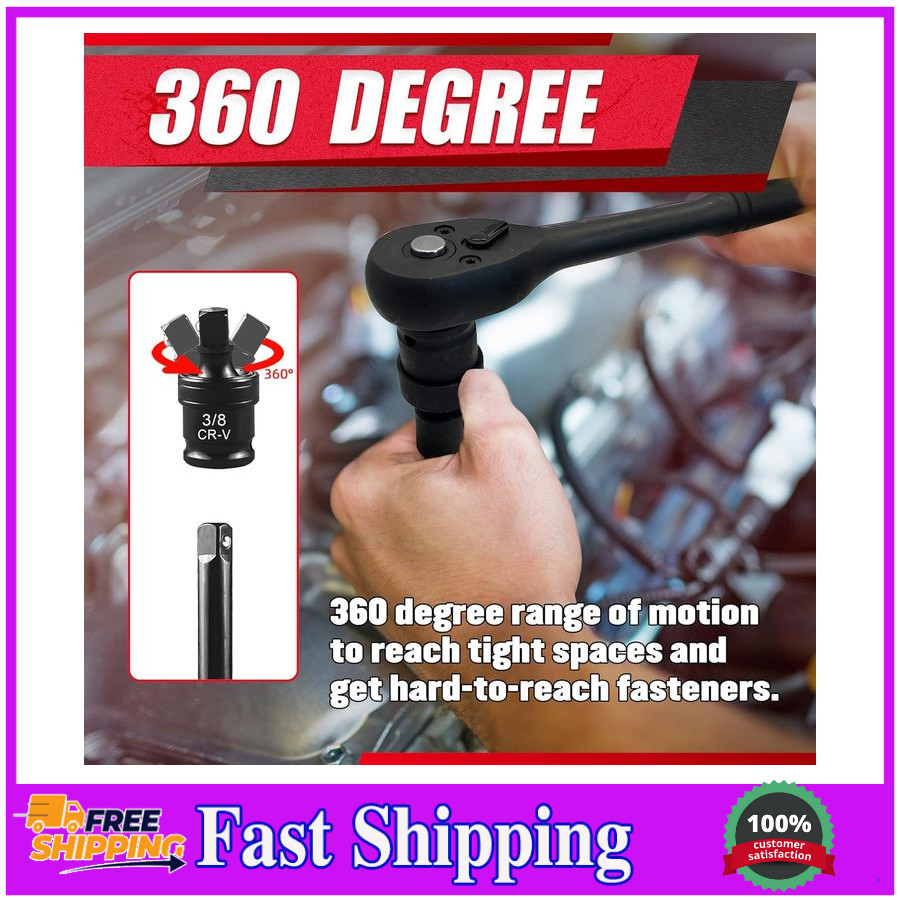 64Pcs 3/8" Socket Set,Drive Impact Socket Set, Sae/Metric, Deep & Shallow, Cr-V