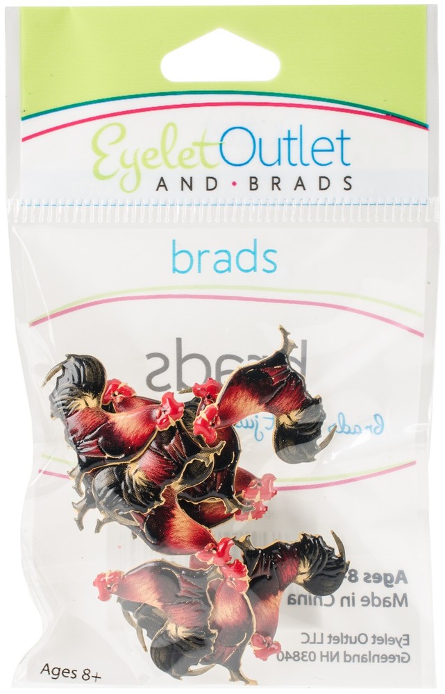 Eyelet Outlet Shape Brads 12/Pkg-Rooster