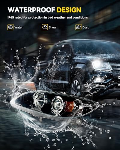 Headlights Assembly Compatible with Amber-Clear-Black/for 2004-2009 Mazda 3