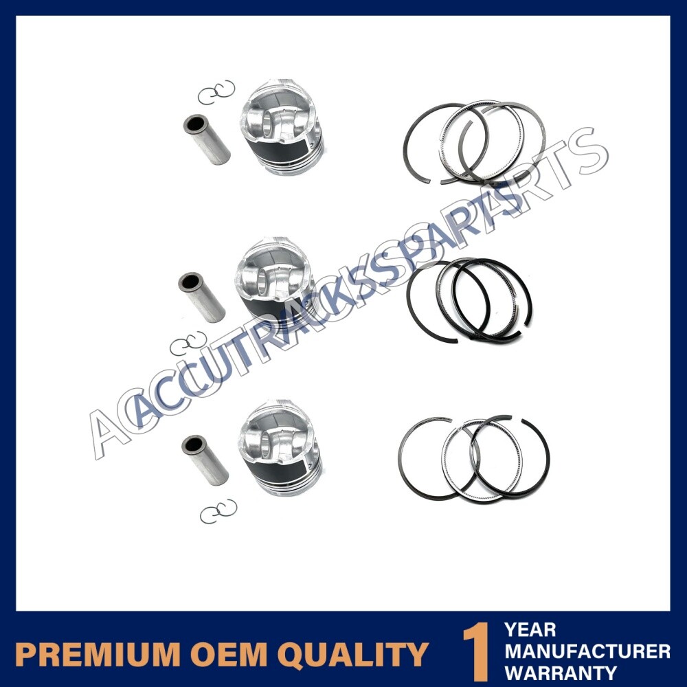 Piston kit + Piston Rings Set STD for Yanmar 3TNM74 Engine (3 PCS)