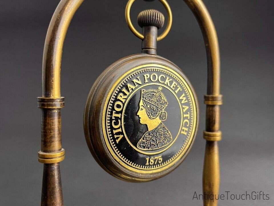 Vintage Victorian 1875 - Solid Brass Nautical Working Pocket Watch Table Clock