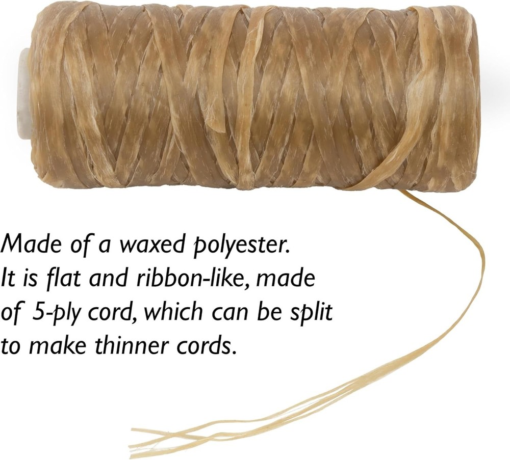 The Beadsmith Artificial Sinew Waxed Thread – Flat Polyester Craft String, Natur