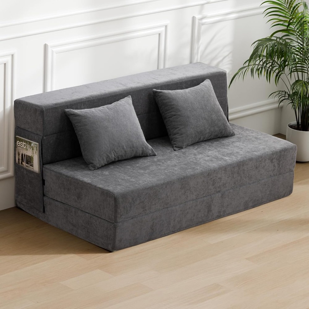 Folding Sofa Bed - Convertible Sleeper Chair with Pillow, Fold Out