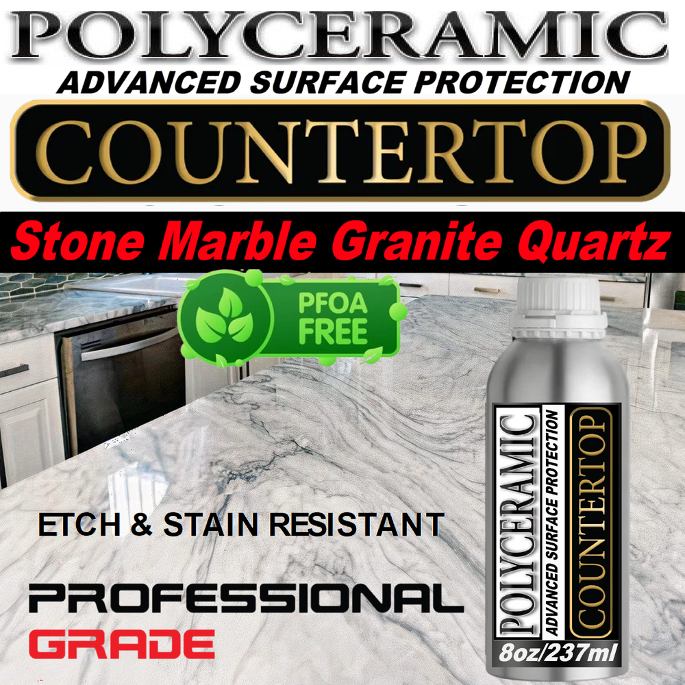 MARBLE SEALER POLYCERAMIC CLEAR COATING ETCH & STAIN RESISTANT - "8 ounce/237ml"
