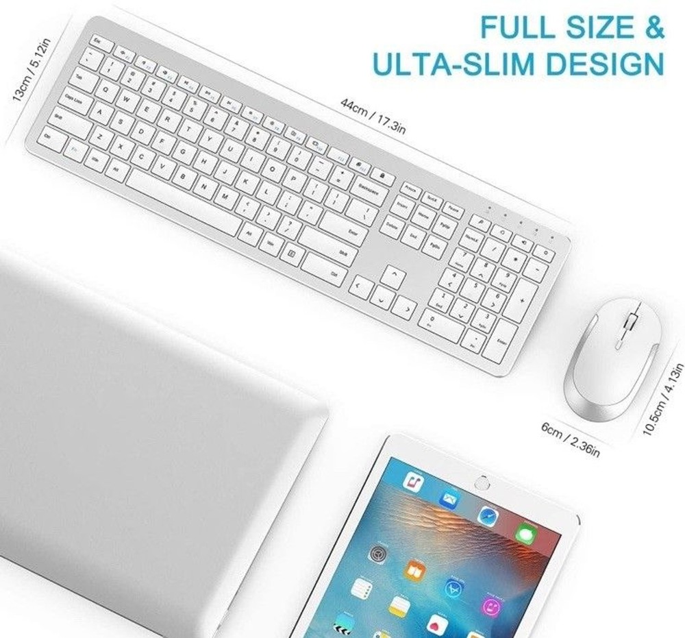Wireless Keyboard and Mouse Combo - Full Size Slim Thin Wireless Keyboard Mouse