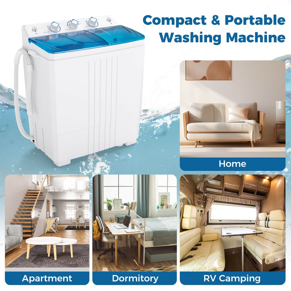 Portable Washing Machine with Drain Pump Timer Control Compact Washing Machine