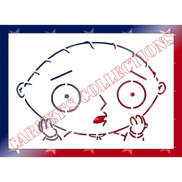 5"x7" Clear Plastic Stencil - Stewie (SX69)