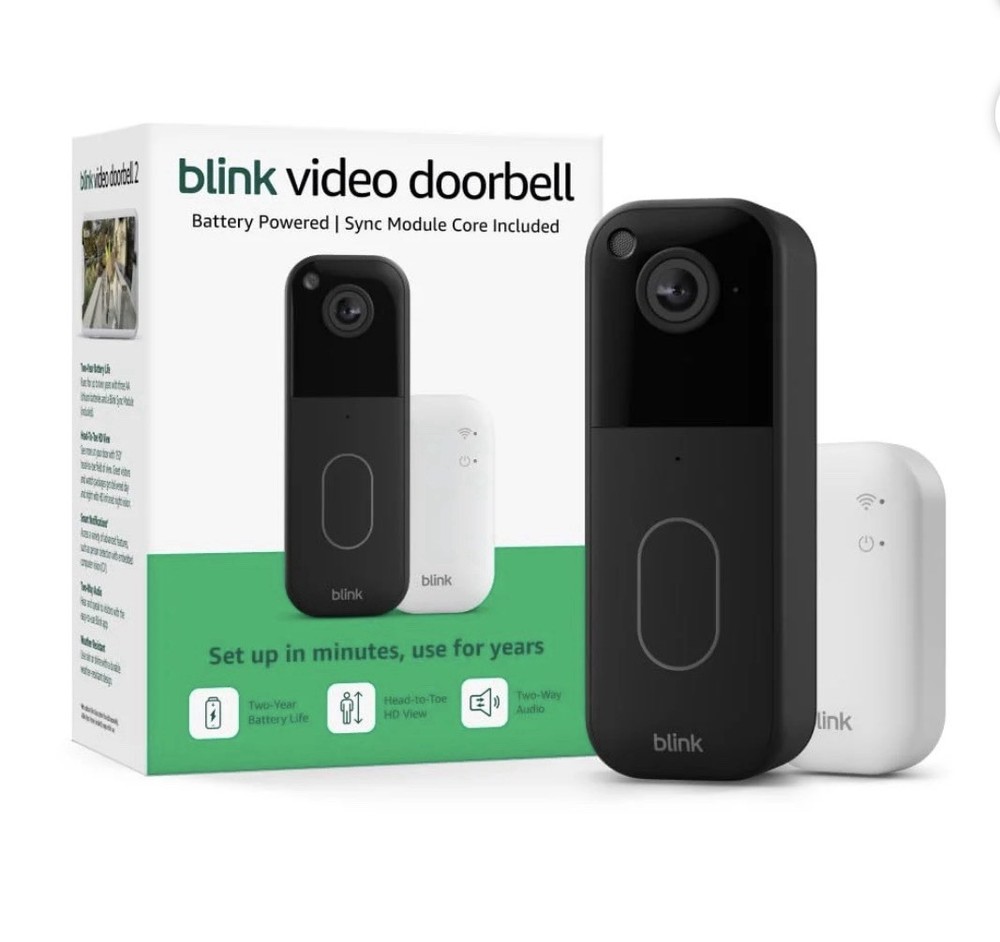 Blink Outdoor Doorbell Camera with Sync Module Two-Way Audio