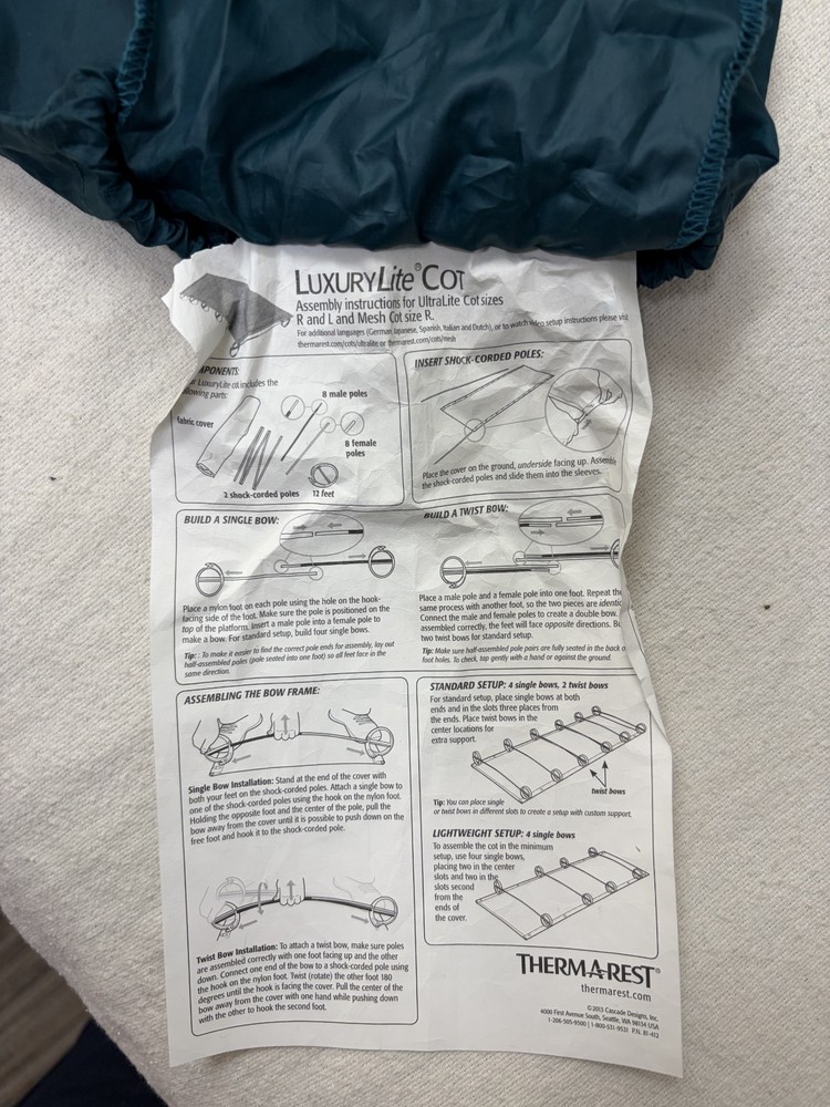 Thermarest LuxuryLite Cot- Ultralight