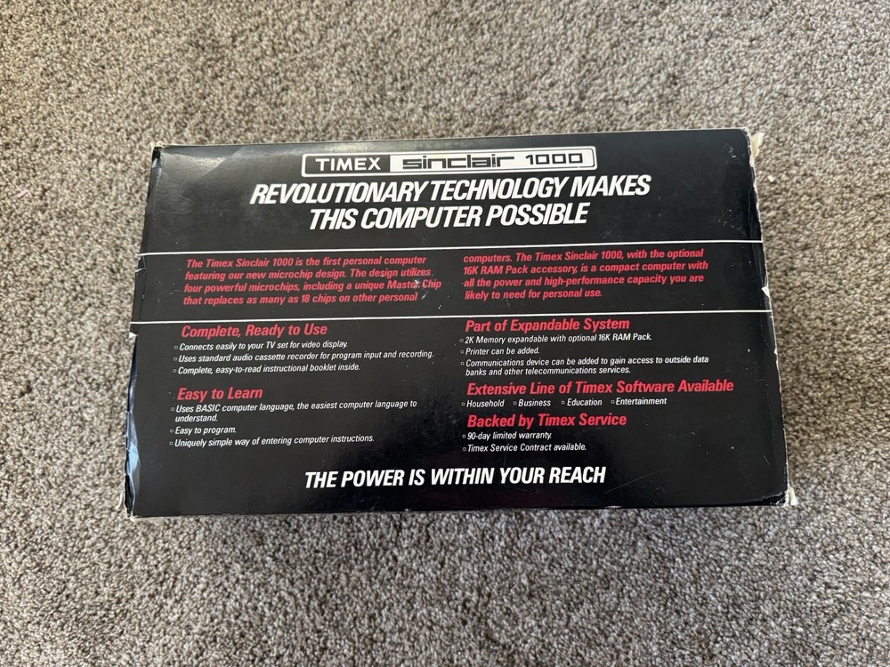 Timex Sinclair 1000 Personal Computer w/ Box Cords Manual Untested