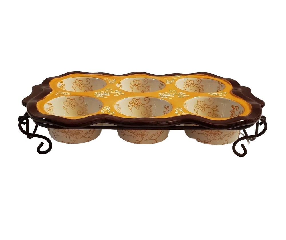 Temptations Bakeware & Rack 6 Muffin Pan ½ Cup Each Orange & Brown